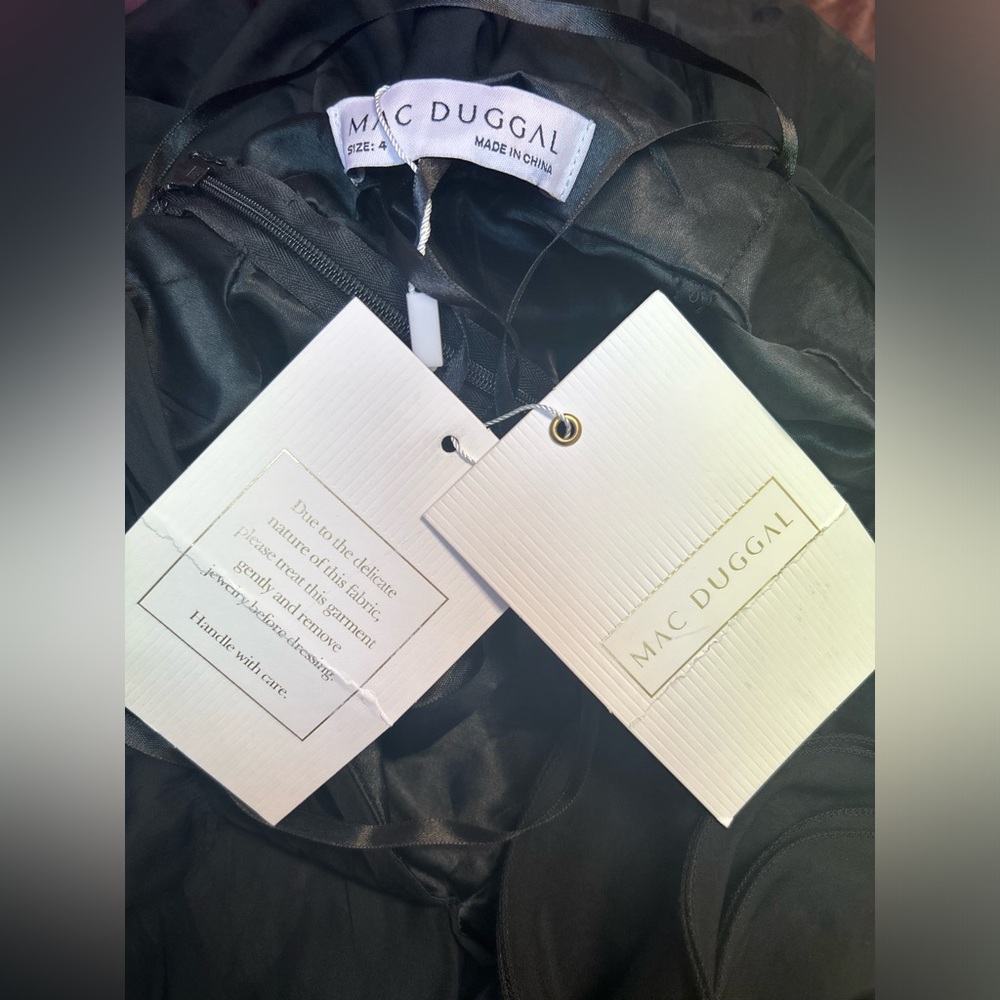 Mac Duggal Black Ruffle Sleeve Maxi Dress - Picture 3 of 6